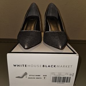 WHBM Gracelynn Hematite Heels, Size 7